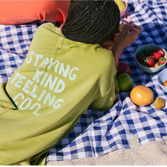 Aerie Down To Earth Crew Sweatshirt Staying Kind Feeling Cool Oversized Size M - Picture 3 of 3